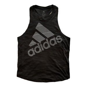 ADIDAS ESSENTIALS LOOSE LOGO TANK TOP T-SHIRT WOMENS MEDIUM BLACK WHITE LOGO.